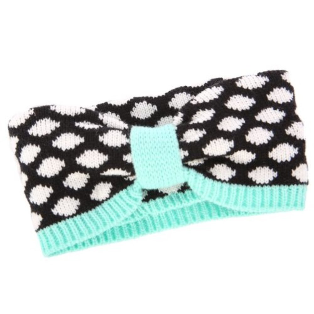 POLKA DOT HEADBAND WITH MINT TRIM
